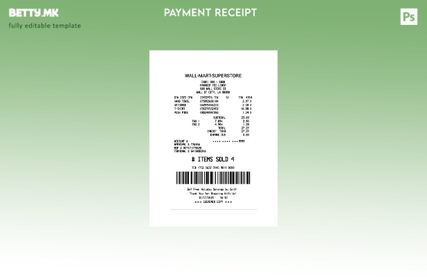 Модерен стил шаблон за потврда за плаќање на Wall Mart Superstore